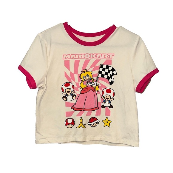 Hybrid Apparel Tops - Hybrid Apparel Mario Kart Princess Peach Cream Cropped T-Shirt